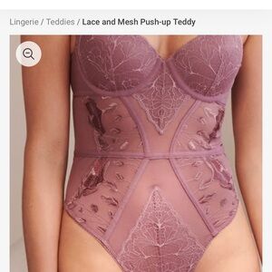 La Vie En Rose Lace and Mesh Teddy - Mauve